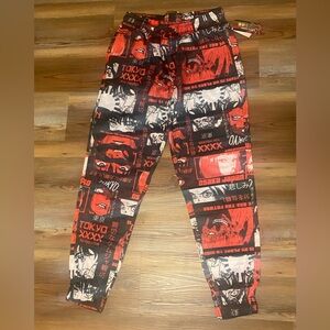 Graphic Red and Black Sweatpants